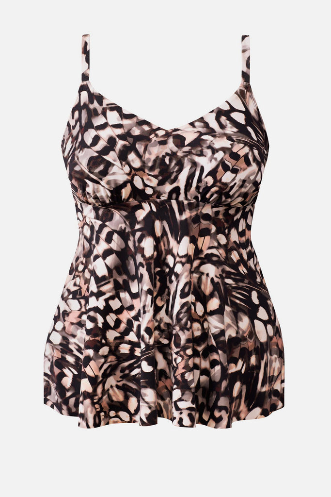 Brown butterfly wing printed tankini top
