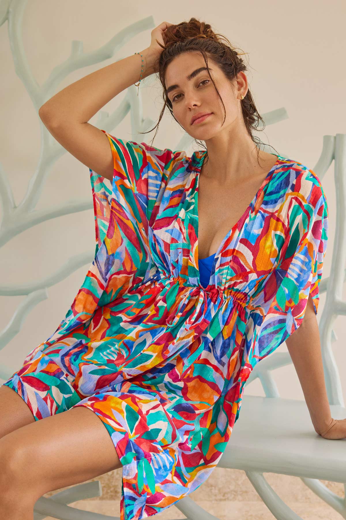 mini caftan dress Sail to Sable Golden Hour Mini Caftan WHITE/DAFFODIL / XXS / MMR2504