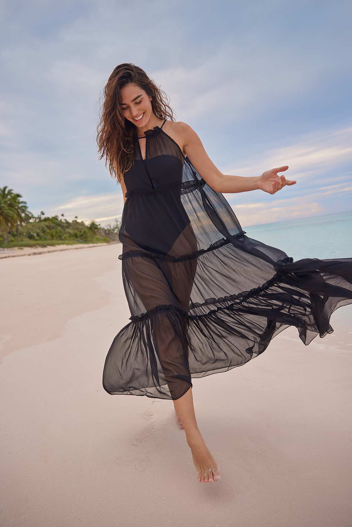 sheer dress beach Hi-Lo Sheer Beach Cover-Up Dress