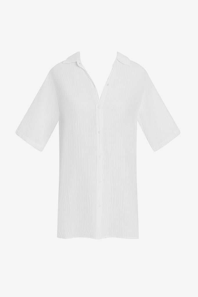 White short sleeve button up