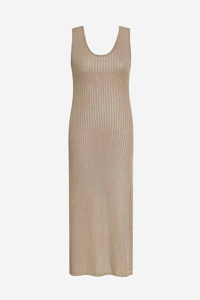 Gold metallic knit swim dress cover up