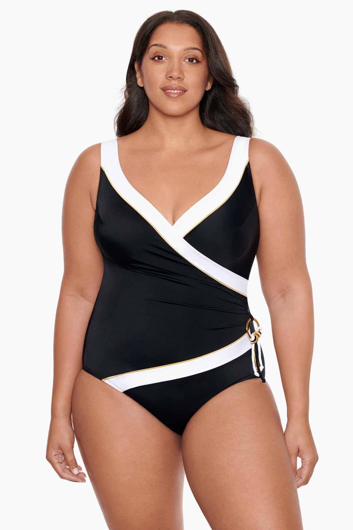 Private Party Plus Size Long Torso Tassel Ring Surplice One Piece